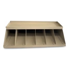 Coin Wrapper and Bill Strap Single-Tier Rack, 6 Compartments, 10 x 8.5 x 3, Steel, Pebble Beige