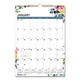 12-Month Colorful Wall Calendar, Watercolor Floral Artwork, 12 x 17, White/Multicolor Sheets, 12-Month (Jan to Dec): 2023