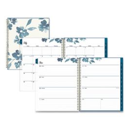 Bakah Blue Academic Year Weekly/Monthly Planner, Floral Artwork, 11 x 8.5, Blue/White Cover, 12-Month (July-June): 2022-2023