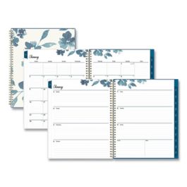 Bakah Blue Weekly/Monthly Planner, Bakah Blue Floral Artwork, 11 x 8.5, Blue/White Cover, 12-Month (Jan to Dec): 2023