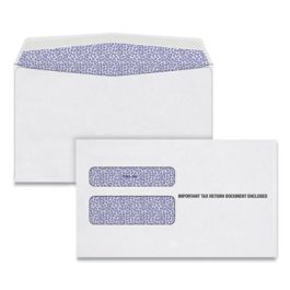 W-2 Laser Double Window Envelope, Commercial Flap, Gummed Closure, 5.63 x 9, White, 24/Pack