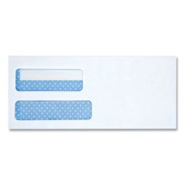 Double Window Business Envelope, #10, Square Flap, Gummed Closure, 4.13 x 9.5, White, 500/Box