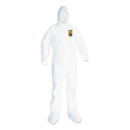 A20 Breathable Particle Protection Coveralls, Elastic Back, Hood and Boots, Large, White, 24/Carton