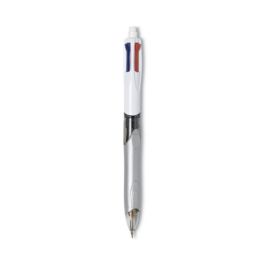 4-Color 3 + 1 Multi-Color Ballpoint Pen/Pencil, Retractable, 1 mm Pen/0.7 mm Pencil, Black/Blue/Red Ink, Gray/White Barrel