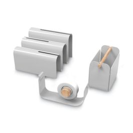 Arc Desktop Organization Kit, Letter Sorter/Tape Dispenser/Utility Cup, Metal, Gray