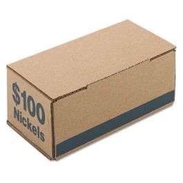 Corrugated Cardboard Coin Storage and Shipping Boxes, Denomination Printed On Side, 9.38 x 4.63 x 3.69, Blue