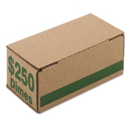Corrugated Cardboard Coin Storage with Denomination Printed On Side, 8.06 x 3.31 x 3.19,  Green