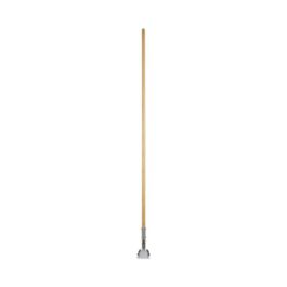 Clip-On Dust Mop Handle, Lacquered Wood, Swivel Head, 1" dia x 60", Natural
