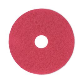 Buffing Floor Pads, 17" Diameter, Red, 5/Carton