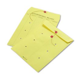 Colored Paper String and Button Interoffice Envelope, #97, One-Sided Five-Column Format, 10 x 13, Yellow, 100/Box