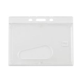 Frosted One-Card Rigid Badge Holders, Horizontal, Frosted 3.68" x 2.75" Holder, 3.38" x 2.13" Insert, 25/Box