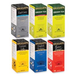 Assorted Tea Packs, Six Flavors, 28/Box, 168/Carton