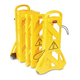 Portable Mobile Safety Barrier, Plastic, 13 ft x 40", Yellow