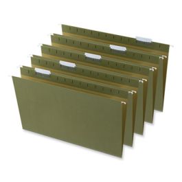 Box Bottom Hanging File Folders, 1" Capacity, Legal Size, 1/5-Cut Tabs, Standard Green, 25/Box