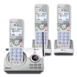 Connect to Cell DL72310 Cordless Telephone, Base and 2 Additional Handsets, White/Silver