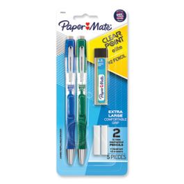 Clearpoint Elite Mechanical Pencils, 0.7 mm, HB (#2), Black Lead, Blue and Green Barrels, 2/Pack