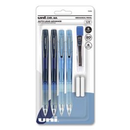 Chroma Mechanical Pencil woth Leasd and Eraser Refills, 0.7 mm, HB (#2), Black Lead, Assorted Barrel Colors, 4/Set