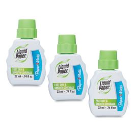 Fast Dry Correction Fluid, 22 ml Bottle, White, 3/Pack