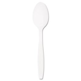 Guildware Extra Heavyweight Plastic Cutlery, Teaspoons, White, 100/Box, 10 Boxes/Carton