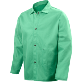 12 oz Flame Resistant Cotton Jacket, 30" Green, Large